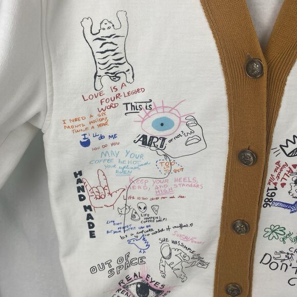 Tig x Maria Braz Cardigan Sweater Womens Large Embroidered Tiger Crest Rare - Picture 4 of 10